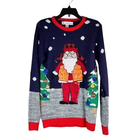 Jolly Sweaters 3D Santa Dressed for Winter Christmas Ugly Sweater Adult Small - Picture 1 of 7